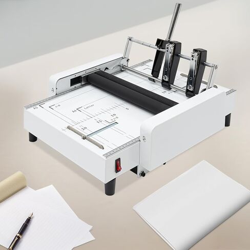 A3 Booklet Maker Paper Folding Machine,Paper Folder Stapler Machine, 2 in 1 Multifunctional Automatic Book Maker Trimmer Solid Steel with Metal Base for Cardstock Leather Office Home School in Kuwait