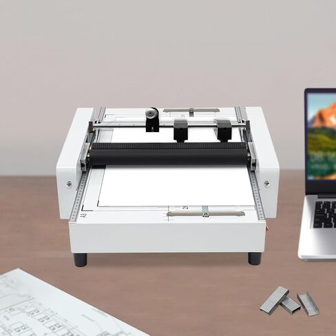 A3 Booklet Maker Paper Folding Machine,Paper Folder Stapler Machine, 2 in 1 Multifunctional Automatic Book Maker Trimmer Solid Steel with Metal Base for Cardstock Leather Office Home School in Kuwait