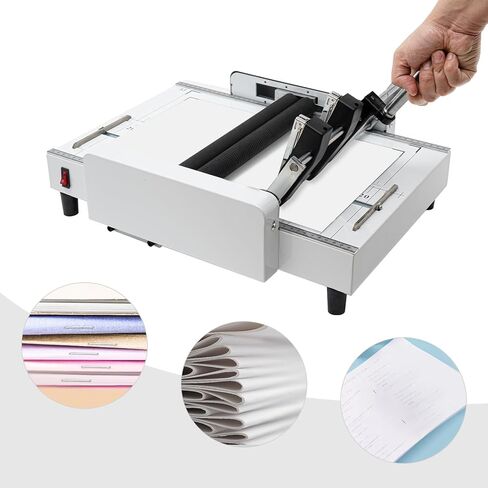 A3 Booklet Maker Paper Folding Machine,Paper Folder Stapler Machine, 2 in 1 Multifunctional Automatic Book Maker Trimmer Solid Steel with Metal Base for Cardstock Leather Office Home School in Kuwait