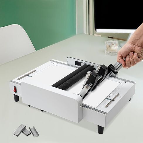 A3 Booklet Maker Paper Folding Machine,Paper Folder Stapler Machine, 2 in 1 Multifunctional Automatic Book Maker Trimmer Solid Steel with Metal Base for Cardstock Leather Office Home School in Kuwait