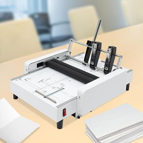 A3 Booklet Maker Paper Folding Machine,Paper Folder Stapler Machine, 2 in 1 Multifunctional Automatic Book Maker Trimmer Solid Steel with Metal Base for Cardstock Leather Office Home School in Kuwait