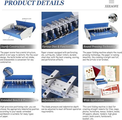 20" 520mm Paper Creaser Scorer Perforator with Scale Ruler, Multi-Function Paper Folding Machine for Files Photos Cards Invitations Tickets Book Covers in Kuwait