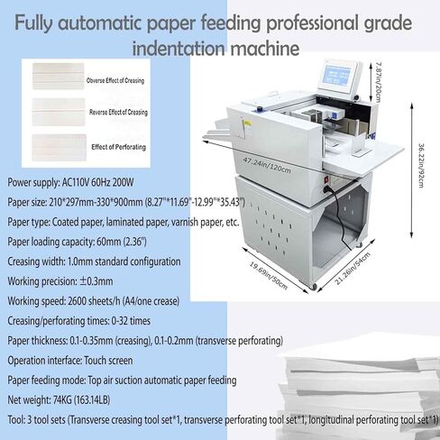 13'' Full Automatic Electric Digital Touch Control Creasing and Perforating Machine Top Air Suction Automatic Paper Feeding 2600 Sheets/h Split Structural Design 110V in Kuwait