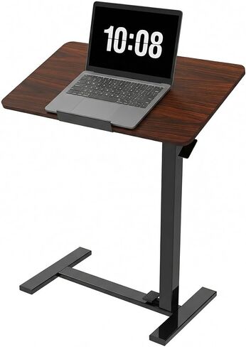 DUMOS Standing Desk on Wheels Height Adjustable Computer Cart with Pneumatic Lift, Rolling Desk, Portable Desk, Mobile Computer Workstation for Bed, Sofa, Hospital or Office, Black in Kuwait