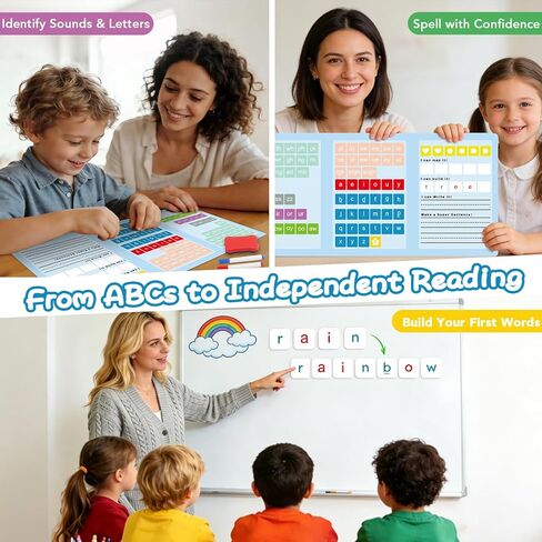265PCS Phonics Magnetic Letter Tiles Set – Word Building Kit with Dry Erase Board, Storage Case & Blank Tiles, Color-Coded Alphabet Learning for Kids, Homeschool & Classroom Supplies in Kuwait