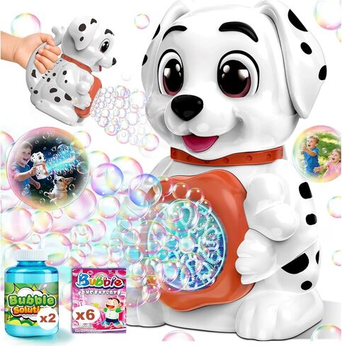 Zerhunt Leak-Proof Bubble Machine for Toddlers: Automatic Bubble Blower with Cute Dog Design, Lights & 150ML Tank - Durable Bubble Toy Gift for Kids Ages 3-7 - Idea for Party, Outdoor, Birthday in Kuwait