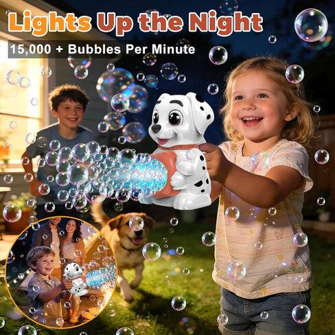 Zerhunt Leak-Proof Bubble Machine for Toddlers: Automatic Bubble Blower with Cute Dog Design, Lights & 150ML Tank - Durable Bubble Toy Gift for Kids Ages 3-7 - Idea for Party, Outdoor, Birthday in Kuwait