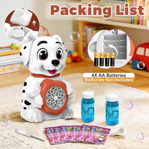 Zerhunt Leak-Proof Bubble Machine for Toddlers: Automatic Bubble Blower with Cute Dog Design, Lights & 150ML Tank - Durable Bubble Toy Gift for Kids Ages 3-7 - Idea for Party, Outdoor, Birthday in Kuwait