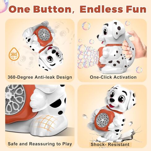 Zerhunt Leak-Proof Bubble Machine for Toddlers: Automatic Bubble Blower with Cute Dog Design, Lights & 150ML Tank - Durable Bubble Toy Gift for Kids Ages 3-7 - Idea for Party, Outdoor, Birthday in Kuwait