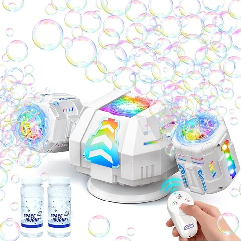 2026 RC Bubble Machine, 30000+ Big Bubbles Automatic Bubble Maker, Rechargeable Bubble Blower with 360° Rotation, 9 Lights & 2 Speeds, Outdoor Bubble Toys Gifts for Kids, Weddings, Birthday Parties in Kuwait