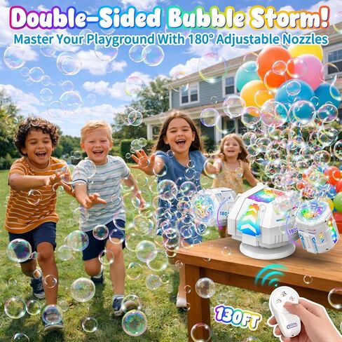 2026 RC Bubble Machine, 30000+ Big Bubbles Automatic Bubble Maker, Rechargeable Bubble Blower with 360° Rotation, 9 Lights & 2 Speeds, Outdoor Bubble Toys Gifts for Kids, Weddings, Birthday Parties in Kuwait