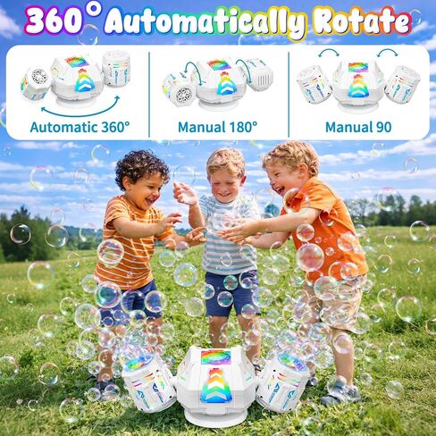 2026 RC Bubble Machine, 30000+ Big Bubbles Automatic Bubble Maker, Rechargeable Bubble Blower with 360° Rotation, 9 Lights & 2 Speeds, Outdoor Bubble Toys Gifts for Kids, Weddings, Birthday Parties in Kuwait