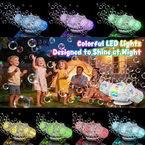 2026 RC Bubble Machine, 30000+ Big Bubbles Automatic Bubble Maker, Rechargeable Bubble Blower with 360° Rotation, 9 Lights & 2 Speeds, Outdoor Bubble Toys Gifts for Kids, Weddings, Birthday Parties in Kuwait