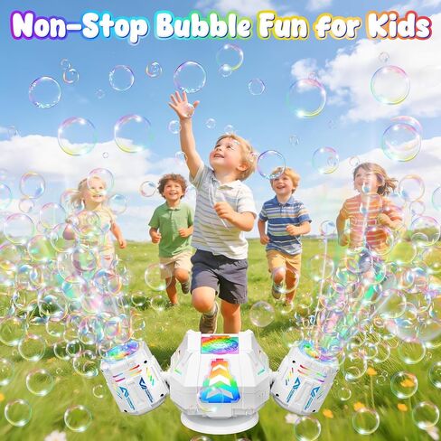 2026 RC Bubble Machine, 30000+ Big Bubbles Automatic Bubble Maker, Rechargeable Bubble Blower with 360° Rotation, 9 Lights & 2 Speeds, Outdoor Bubble Toys Gifts for Kids, Weddings, Birthday Parties in Kuwait