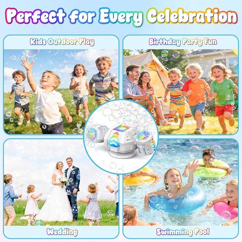 2026 RC Bubble Machine, 30000+ Big Bubbles Automatic Bubble Maker, Rechargeable Bubble Blower with 360° Rotation, 9 Lights & 2 Speeds, Outdoor Bubble Toys Gifts for Kids, Weddings, Birthday Parties in Kuwait