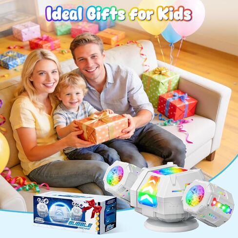 2026 RC Bubble Machine, 30000+ Big Bubbles Automatic Bubble Maker, Rechargeable Bubble Blower with 360° Rotation, 9 Lights & 2 Speeds, Outdoor Bubble Toys Gifts for Kids, Weddings, Birthday Parties in Kuwait