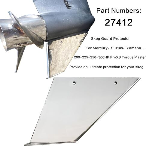 27412 Skeg Guard for Mercury 200-225-250-300HP 4 Stroke ProXS Torque Master، 4.6L V8 4.8 "طوربيد، 2019 إلى الوقت الحاضر، 316 من الفولاذ المقاوم للصدأ من الدرجة البحرية واقي Skeg Guard لإصلاح Skeg المكسور in Kuwait