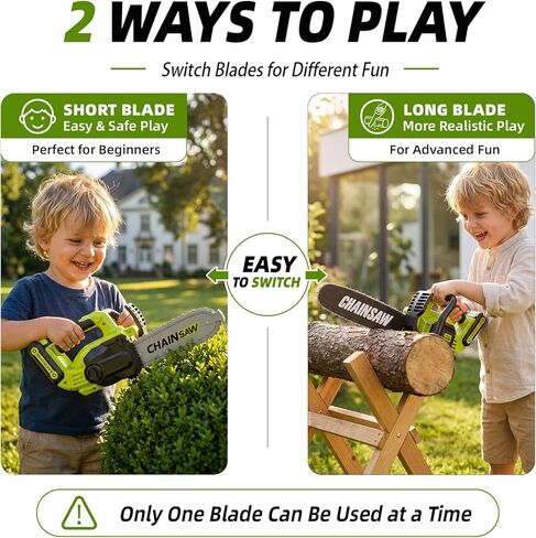 Pandapop 2 in 1 Kids Gardening Tools Set, Toy Chainsaw with Realistic Sounds, Kids Tool Set with Glasses & Gloves, Toddler Outdoor Toys Tools, Christmas Halloween Birthday Gifts for Boys 3 4 5 6 7 8 in Kuwait