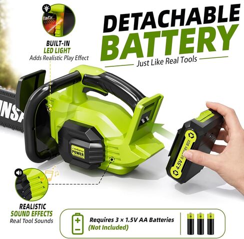 Pandapop 2 in 1 Kids Gardening Tools Set, Toy Chainsaw with Realistic Sounds, Kids Tool Set with Glasses & Gloves, Toddler Outdoor Toys Tools, Christmas Halloween Birthday Gifts for Boys 3 4 5 6 7 8 in Kuwait