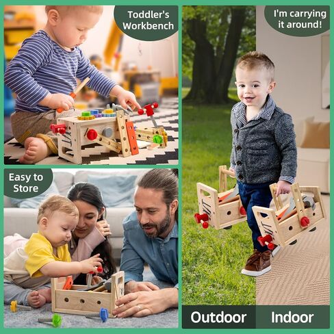 AiTuiTui 29PCS Kids Tool Set with Wooden Tool Box, Toddler Tool Set Montessori Pretend Play Construction Toys, STEM Educational Toys for 2 3 4 5 Year Old Boys Girls, Birthday Easter Gift in Kuwait