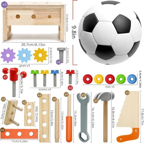 AiTuiTui 29PCS Kids Tool Set with Wooden Tool Box, Toddler Tool Set Montessori Pretend Play Construction Toys, STEM Educational Toys for 2 3 4 5 Year Old Boys Girls, Birthday Easter Gift in Kuwait
