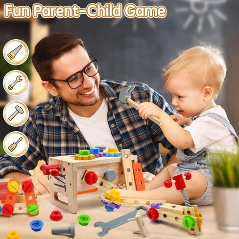 AiTuiTui 29PCS Kids Tool Set with Wooden Tool Box, Toddler Tool Set Montessori Pretend Play Construction Toys, STEM Educational Toys for 2 3 4 5 Year Old Boys Girls, Birthday Easter Gift in Kuwait