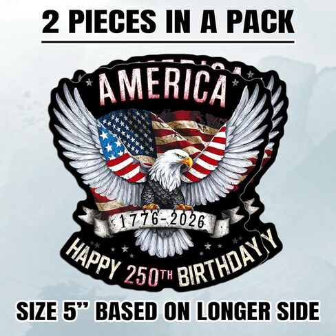 Magnet 250th Anniversary 1776 2026 Magnet Decal USA Birthday Retro American Eagle 250 Years of Freedom Reusable Magnetic Sign Bumper Sticker for Fridge Car Bumper Locker 2pcs 5in in Kuwait