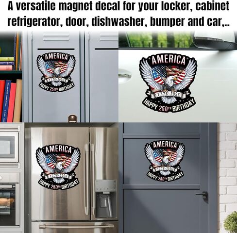Magnet 250th Anniversary 1776 2026 Magnet Decal USA Birthday Retro American Eagle 250 Years of Freedom Reusable Magnetic Sign Bumper Sticker for Fridge Car Bumper Locker 2pcs 5in in Kuwait