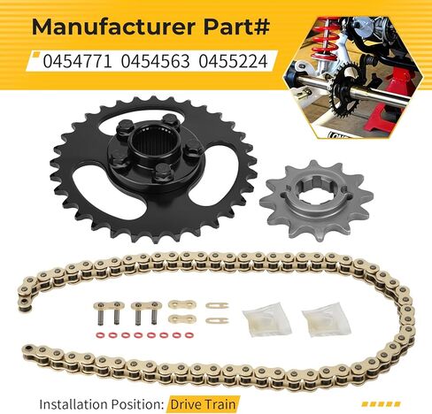 M MATI 60L X-Ring Drive Chain ومجموعة ضرس القيادة لـ Polaris RZR 170 2017-2021 0454771 0454563 0455224 in Kuwait