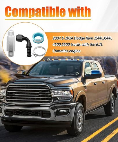 52014739AG Heater Hose Connector Compatible with Dodge Ram 6.7L Cummins 2007.5-2024,Replace 55056966AA 68005253AA 55056711AC(with 10AN Conversion Fitting) in Kuwait