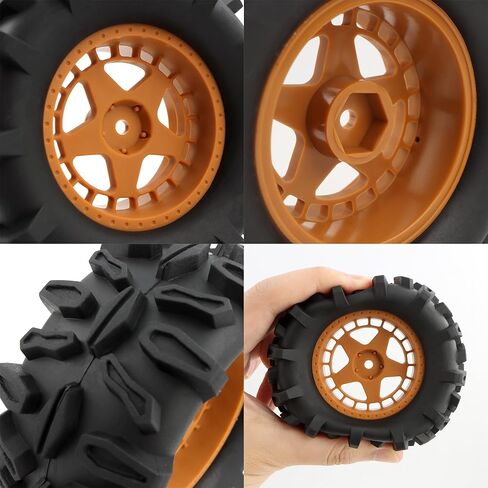 4 قطع RC إطارات العجلات قطع غيار بديلة لجميع 1/14 1/16 مقياس H14BM H16GT H16DR H16BM H16 H16P H16E 16208 16209 16210 14209 14210 14211 16889 RC Car (بني) in Kuwait
