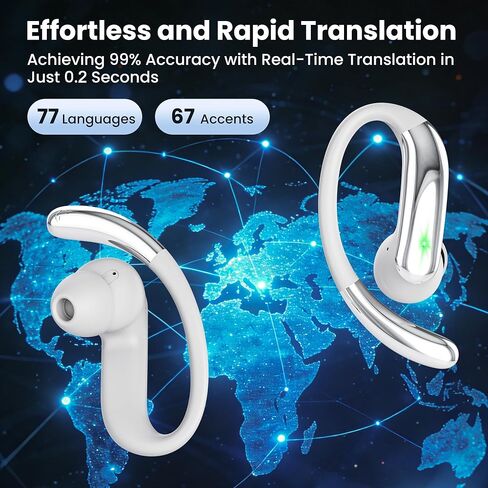 AI Translation Earbuds Real Time 50H Playtime Translator Ear Buds 4-in-1 Wireless Earphones Bluetooth 6.0 Headphones for Travel Business Learning Beige in Kuwait