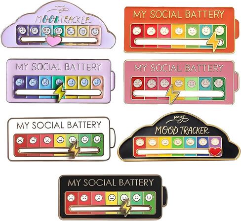 My Social Energy Slider Pin, Functional Sentiment Enamel Badge - A fun interactive pin that works 7 days a week and can be used to decorate clothing, backpacks, bags, hats or as a gift in Kuwait