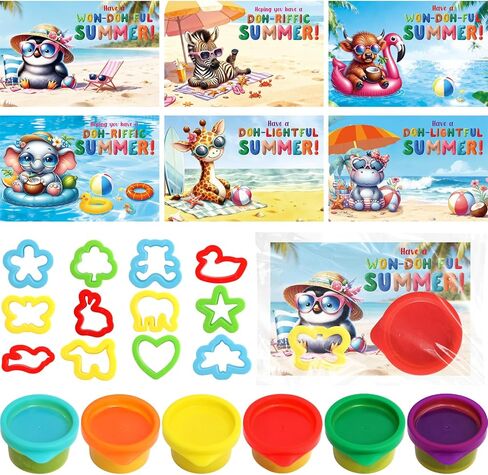 Ceiba Tree End of School Year Student Summer Gifts from Teacher Playdough Last Day of School Gifts for Kids Students Bulk 24 Boxes Air Dry Clay Play Modeling Dough 24 Cutters Molds 24 Cards 24 Bags in Kuwait