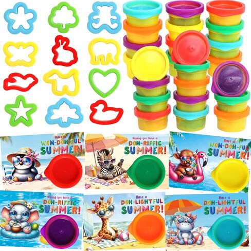 Ceiba Tree End of School Year Student Summer Gifts from Teacher Playdough Last Day of School Gifts for Kids Students Bulk 24 Boxes Air Dry Clay Play Modeling Dough 24 Cutters Molds 24 Cards 24 Bags in Kuwait