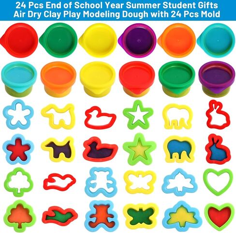 Ceiba Tree End of School Year Student Summer Gifts from Teacher Playdough Last Day of School Gifts for Kids Students Bulk 24 Boxes Air Dry Clay Play Modeling Dough 24 Cutters Molds 24 Cards 24 Bags in Kuwait