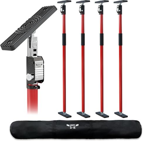 3-H Truck Cargo Bar, 43"-77" Adjustable Support Pole All Metal,Cabinet Jack,Truck Bed Divider with Self-Locking Spring Ratchet - Load Lock Bar for Vans, SUVs & Trucks,Red,4pc in Kuwait
