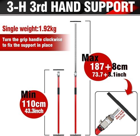 3-H Truck Cargo Bar, 43"-77" Adjustable Support Pole All Metal,Cabinet Jack,Truck Bed Divider with Self-Locking Spring Ratchet - Load Lock Bar for Vans, SUVs & Trucks,Red,4pc in Kuwait