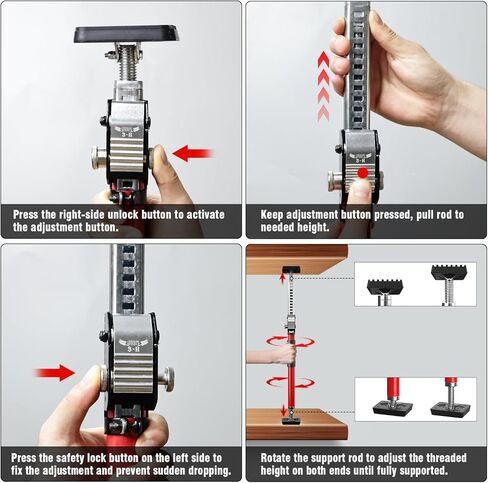3-H Truck Cargo Bar, 43"-77" Adjustable Support Pole All Metal,Cabinet Jack,Truck Bed Divider with Self-Locking Spring Ratchet - Load Lock Bar for Vans, SUVs & Trucks,Red,4pc in Kuwait