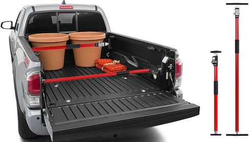 3-H Truck Cargo Bar, 43"-77" Adjustable Support Pole All Metal,Cabinet Jack,Truck Bed Divider with Self-Locking Spring Ratchet - Load Lock Bar for Vans, SUVs & Trucks,Red,4pc in Kuwait