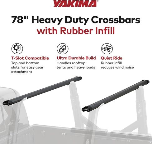 Yakima 78 Inch Lightweight Heavy Duty Aluminum HD Crossbar with Rubber Infill and T Slot Technology Compatible with Streamline Towers (Set of 2) in Kuwait