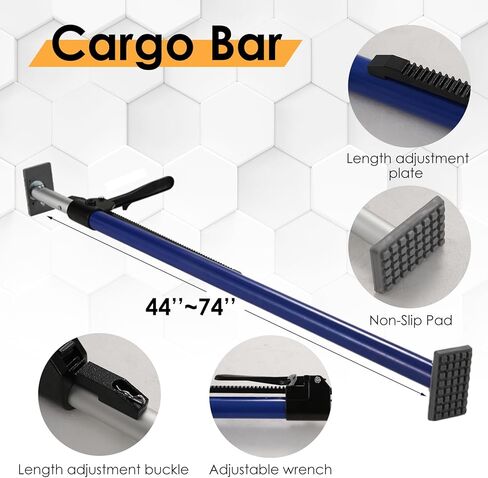 ANLULOAD شريط شحن 44 بوصة - 74 بوصة، مقسم سرير بيك اب غير قابل للانزلاق، مثبت قابل للتعديل، دعامة ألومنيوم، شريط شحن لسيارات الدفع الرباعي، مقطورة، شاحنة (عبوتان) in Kuwait