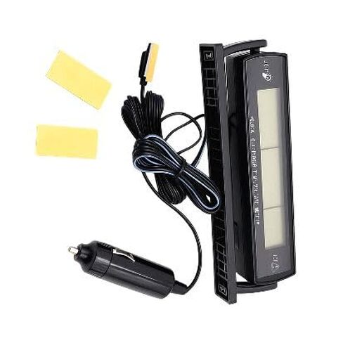 مراقب جهد السيارة مع ميزان حرارة داخلي/خارجي وساعة LCD - مقياس جهد درجة حرارة السيارة 12 فولت/24 فولت للشاحنة، البيك أب، سيارات الدفع الرباعي، الشاحنة، الجيب in Kuwait
