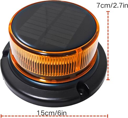 ASTRAGALUS Amber Solar LED Strobe Beacon Light، USB قابل لإعادة الشحن، حامل مغناطيسي وكأس شفط، أوضاع وامضة ودوارة، IP65 ضوء أمان مقاوم للماء للرافعات الشوكية للشاحنات (الاستخدام الليلي) in Kuwait