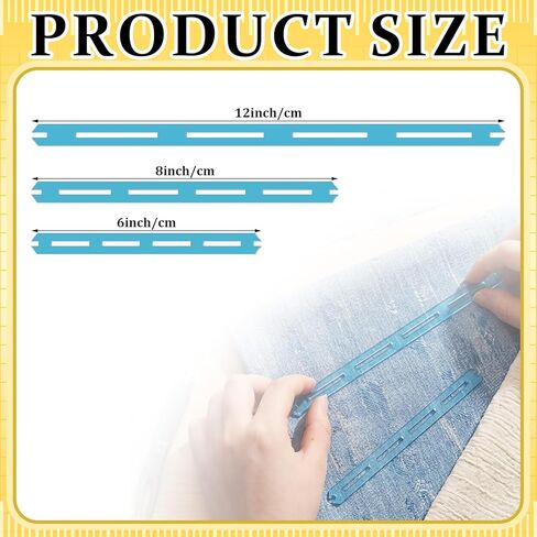 Jetec 3 Pcs Quilting Rulers 6/8/12 Inch Seam Guide Tool and Quilt Ruler Acrylic Non Slip Slotted Quiltings for Sewing, Crafting, Patchwork Ruler for Marking, Measuring & Cutting Fabric in Kuwait