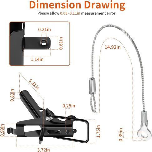 R+L Hand Tailgate Latch W/Tailgate Cable for Polaris Ranger 400 500 570 800 EV ETX GEM EM1400 2010-2022 1018850 1018849 in Kuwait