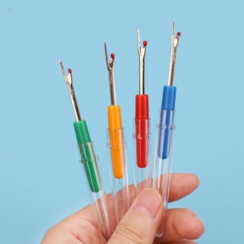 عبوة من قطعتين من Seam Ripper، مقابض بلاستيكية عشوائية ملونة مع شفرة خطاف حادة، أداة قطع الخيوط للخياطة المتقاطعة، والخياطة، والحرف اليدوية وإصلاح الملابس in Kuwait