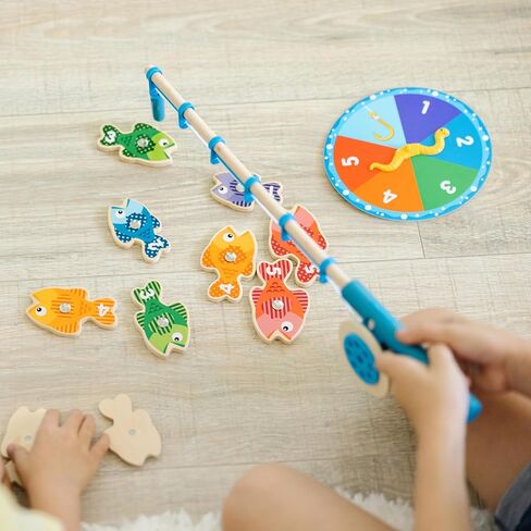 Melissa & Doug Catch & Count Wooden Fishing Game With 2 Magnetic Rods in Kuwait