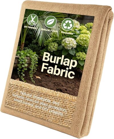 20" x 10 ft Burlap Fabric Roll, Natural Jute Burlap for Garden & Outdoor Use, Tree Wrap & Weed Barrier Cloth, Burlap Fabric for Shrubs, Landscaping, Craft Projects & Decoration in Kuwait