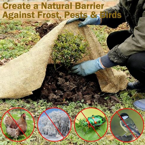 20" x 10 ft Burlap Fabric Roll, Natural Jute Burlap for Garden & Outdoor Use, Tree Wrap & Weed Barrier Cloth, Burlap Fabric for Shrubs, Landscaping, Craft Projects & Decoration in Kuwait